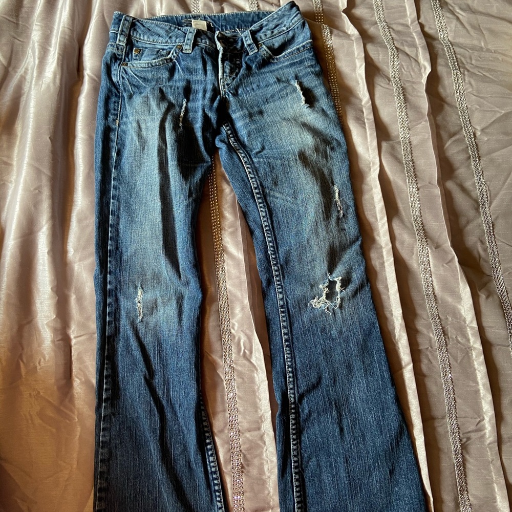 Silver jeans.